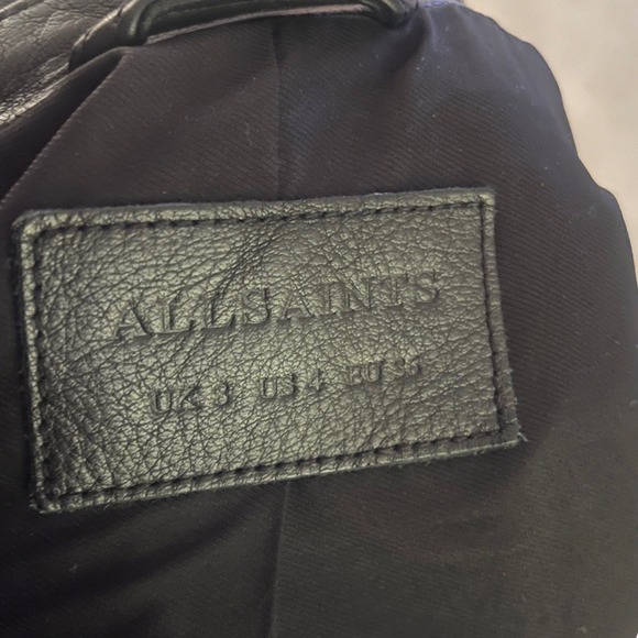 ALLSAINTS Women's Dalby Slim Fit Leather Biker Jacket Black Lamb Leather- Size 4 - Picture 5 of 8